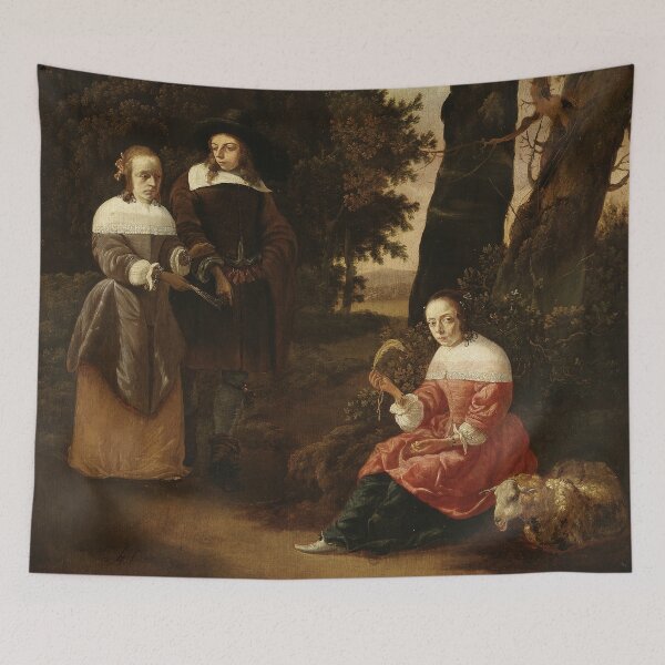 Item preview, A Couple and a Shepherdess in a Landscape - Hendrick van der Burgh designed and sold by themasters.