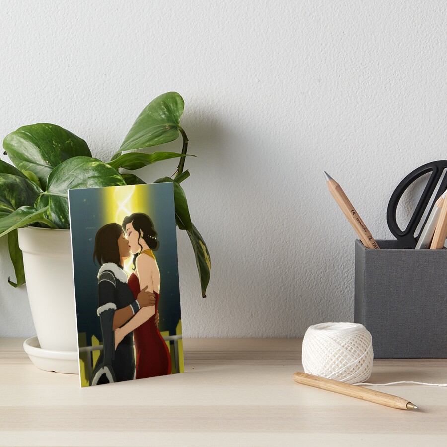 Korrasami Comic Kiss Art Board Print By Ansdrela Redbubble 