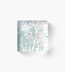Windermere - Coloured Tolkien Styled Map Acrylic Block