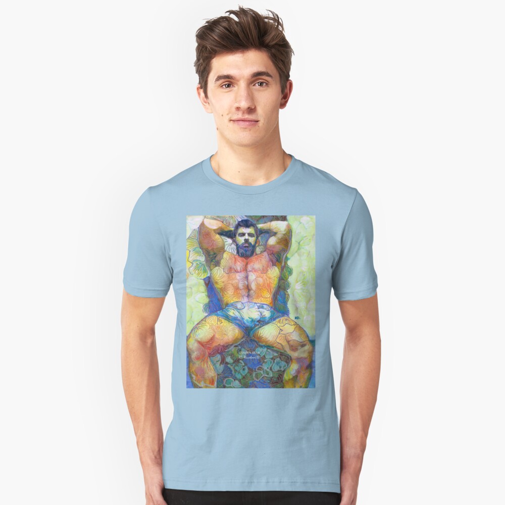 Garden Bear by RD Riccoboni - Naughty Boy Painting Slim Fit T-Shirt