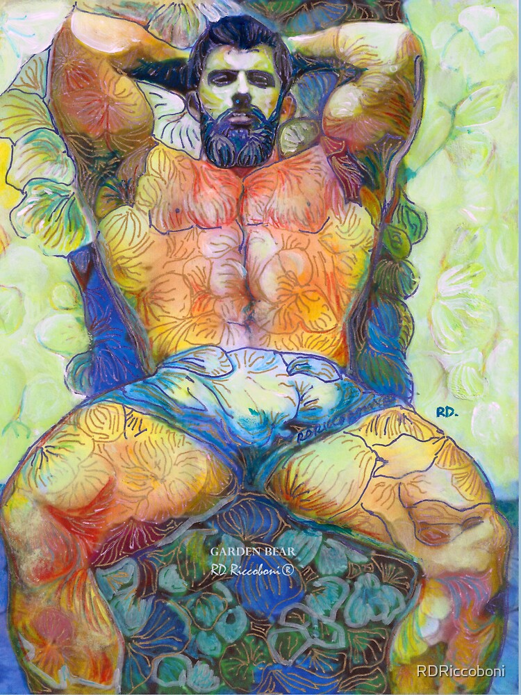 Garden Bear by RD Riccoboni - Naughty Boy Painting by RDRiccoboni