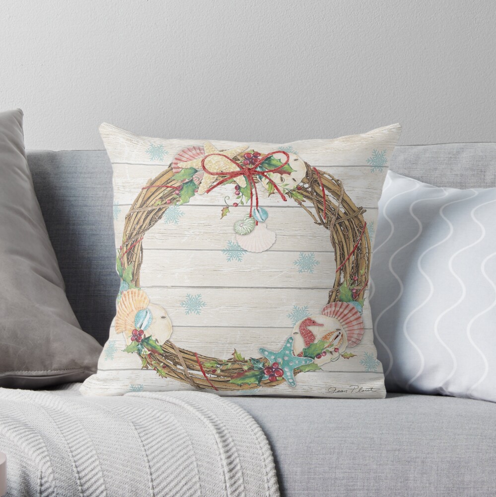Coastal Christmas C Throw Pillow