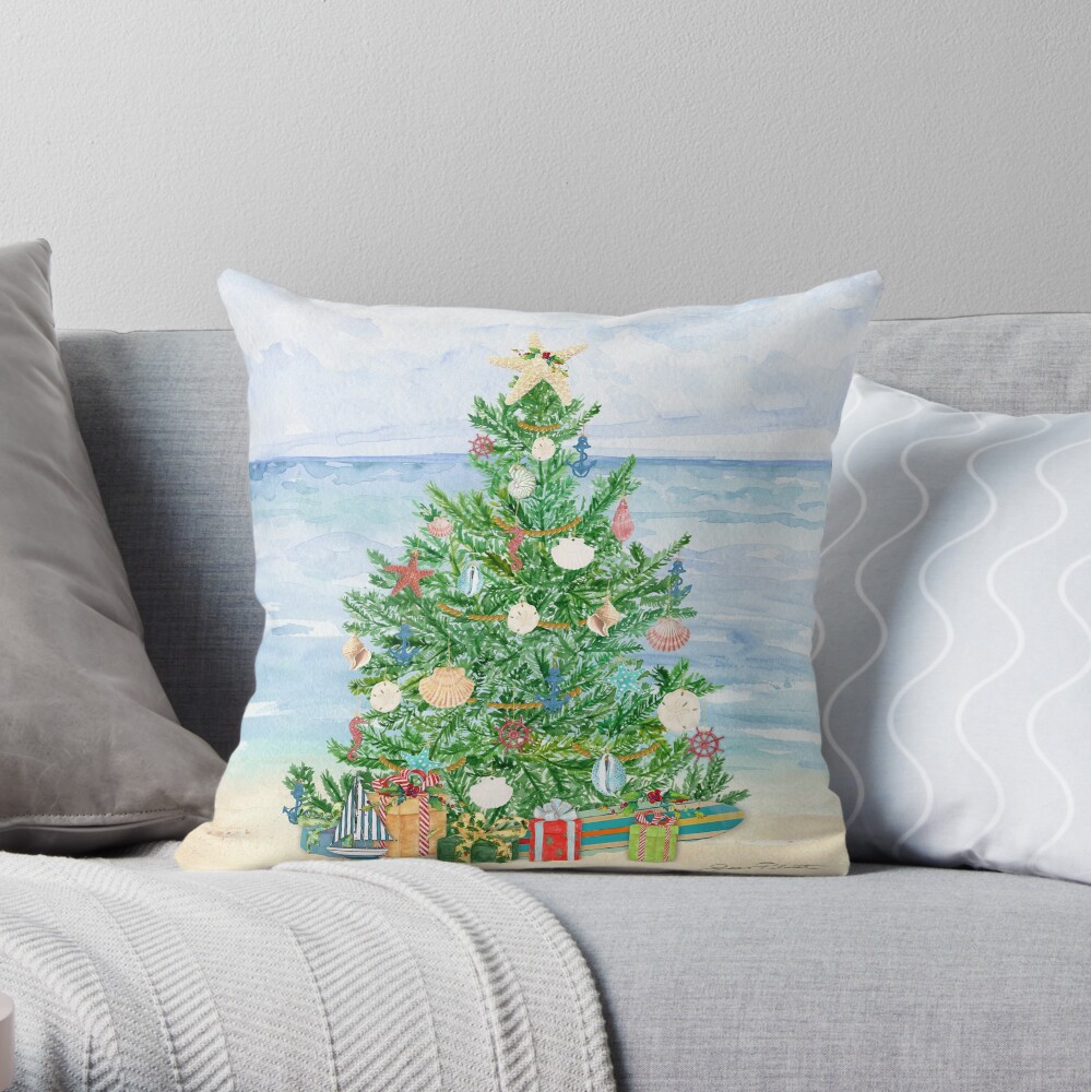 Coastal Christmas B Throw Pillow