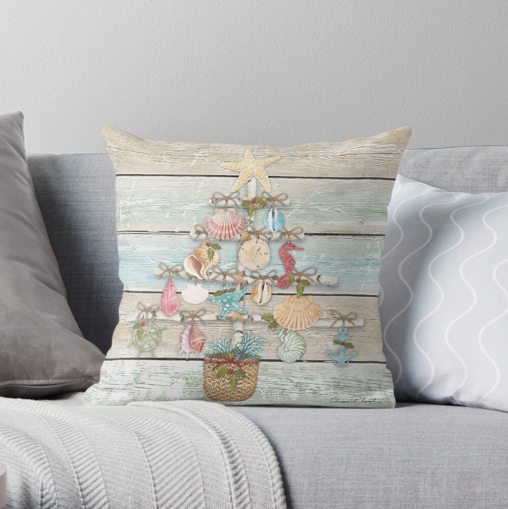 Coastal Christmas A Throw Pillow