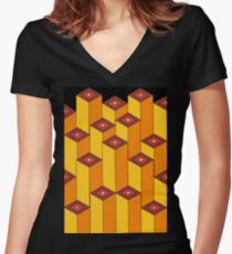 Blocks (black background) Women's Fitted V-Neck T-Shirt
