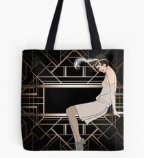 Art deco,gold,black,pattern,cute,Flapper girl,beautiful,elegant,chic,The Great Gatsby,vintage,retro, Tote Bag