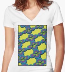 70s pattern Women's Fitted V-Neck T-Shirt