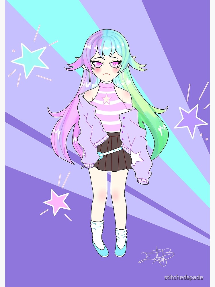 Pastel Rainbow Anime Girl Postcard By Stitchedspade Redbubble