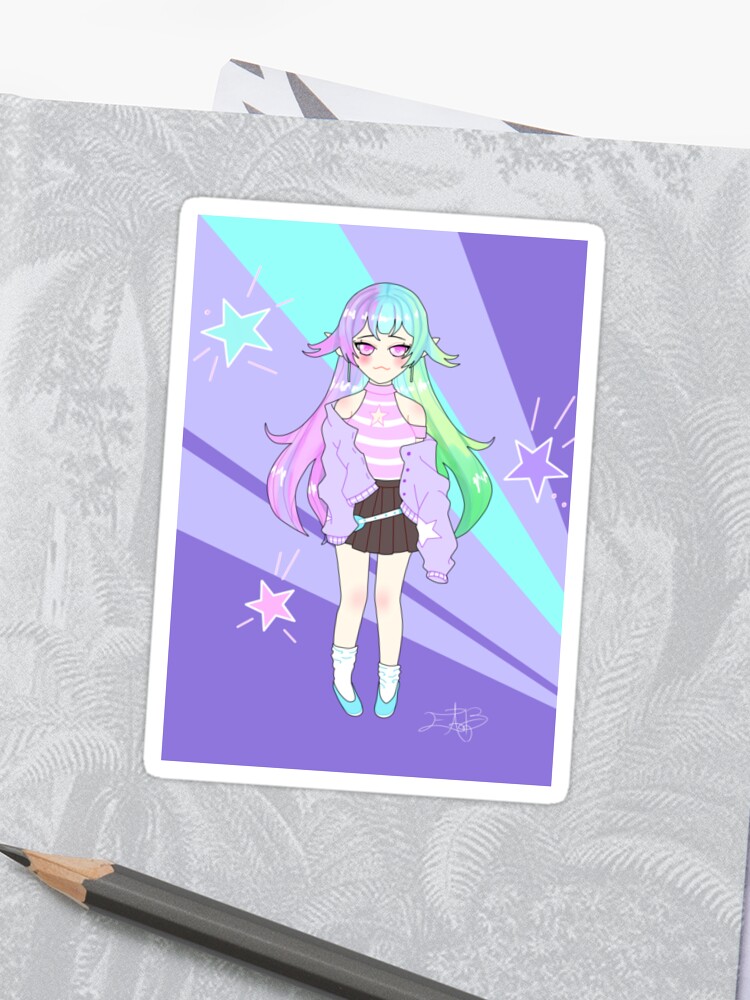 Pastel Rainbow Anime Girl Sticker By Stitchedspade Redbubble