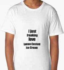 Lemon Custard Ice Cream Lover Gift I Love Dessert Funny Foodie Long T-Shirt