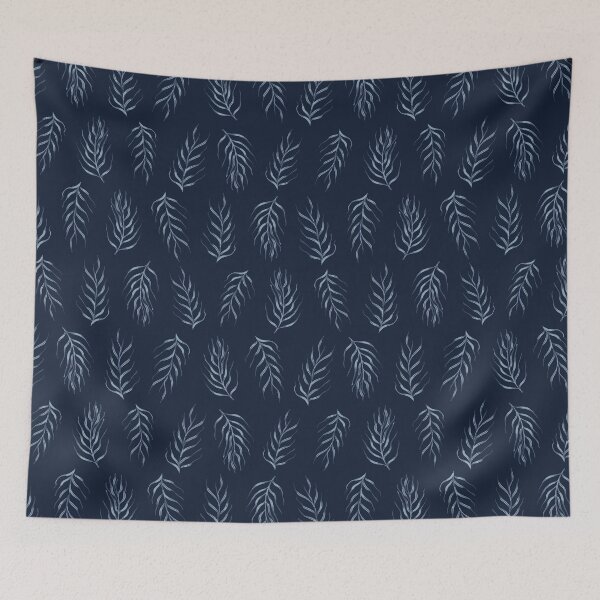 Item preview, Falling Leaves Indigo Faded Denim Blue Batik designed and sold by Limolida.
