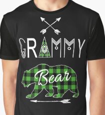Grammy Bear Green Buffalo Plaid Family Christmas Camping Gift Graphic T-Shirt