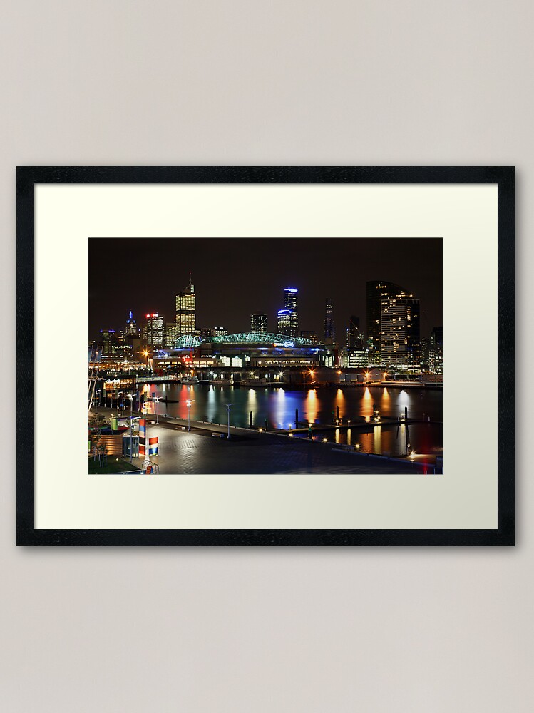 Framed Art Print, Docklands By Night, Melbourne, Australia designed and sold by Michael Boniwell