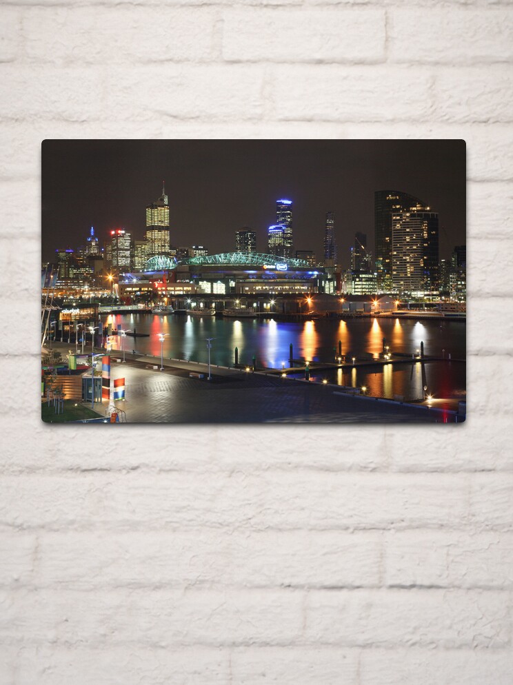 Metal Print, Docklands By Night, Melbourne, Australia designed and sold by Michael Boniwell