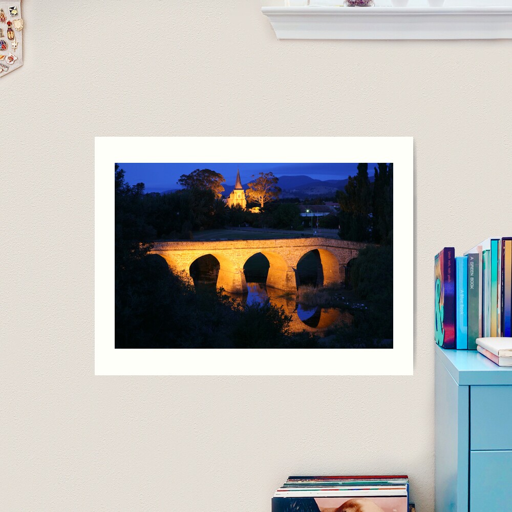 Richmond Bridge and Chruch, Tasmania, Australia Art Print