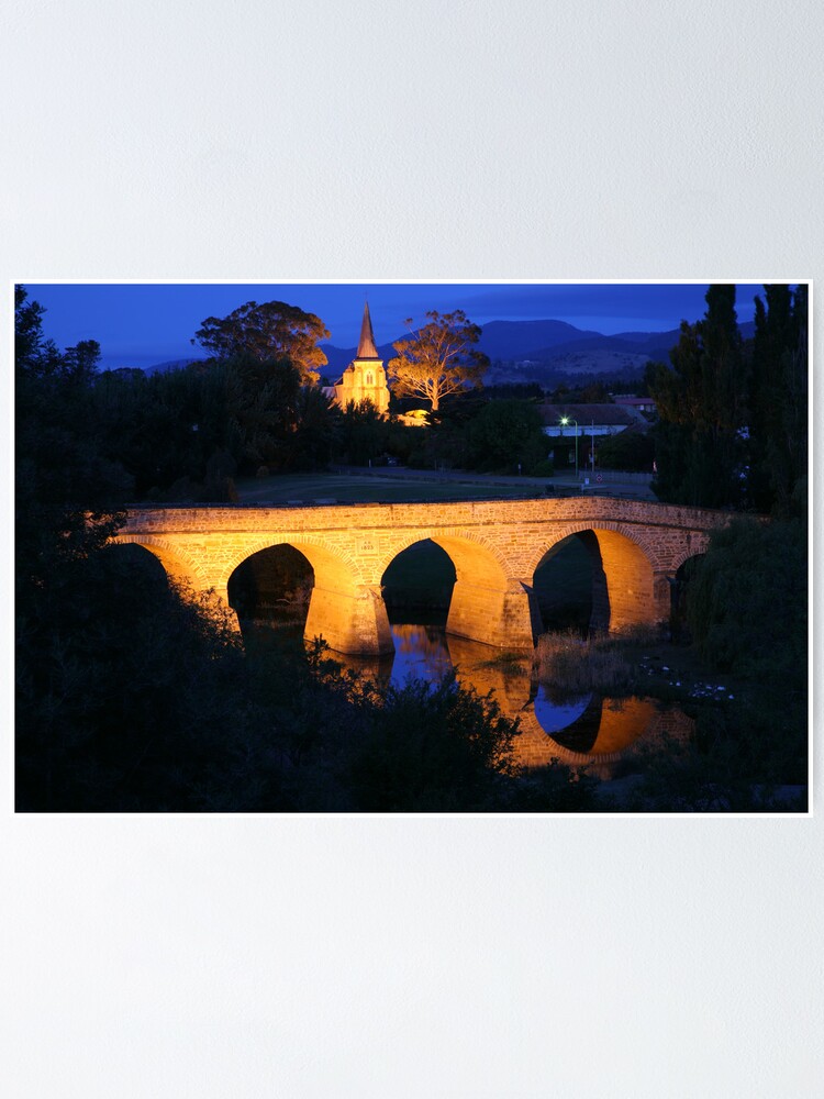 Alternate view of Richmond Bridge and Chruch, Tasmania, Australia Poster