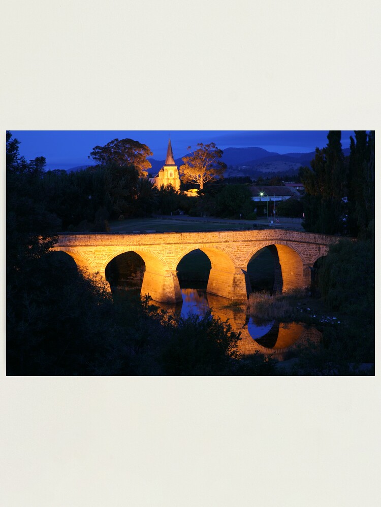 Alternate view of Richmond Bridge and Chruch, Tasmania, Australia Photographic Print