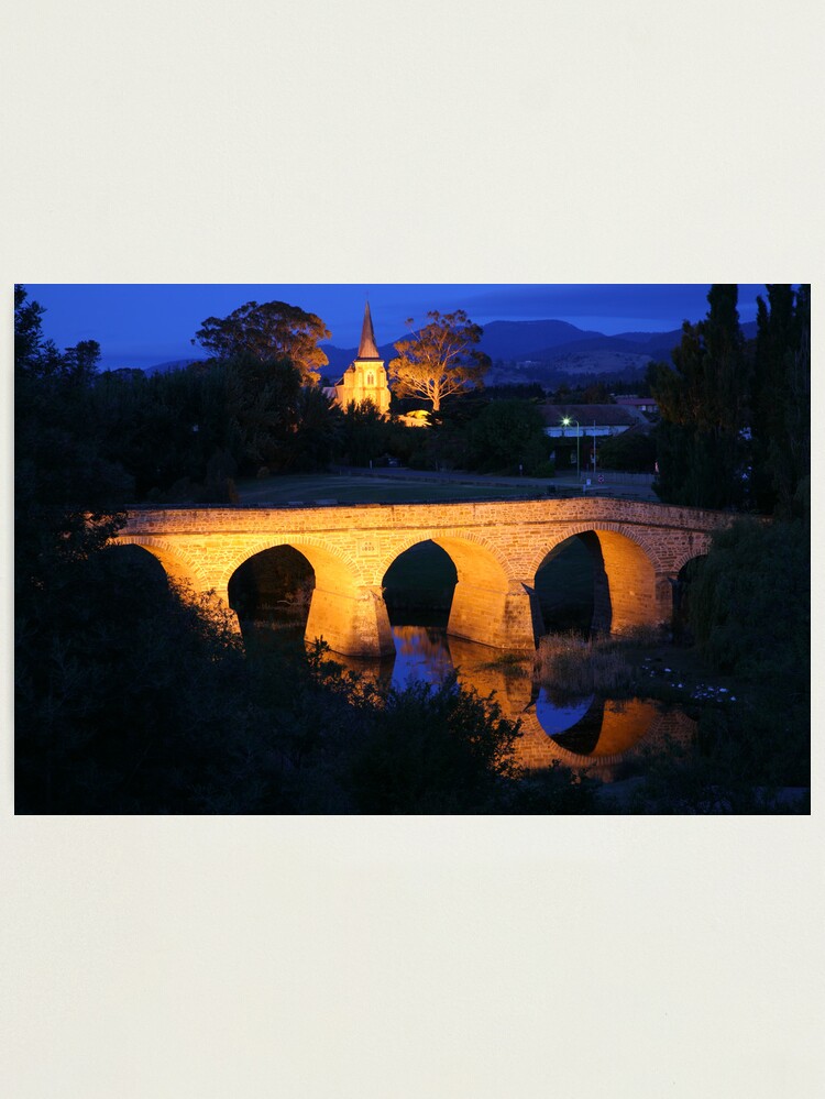 Alternate view of Richmond Bridge and Chruch, Tasmania, Australia Photographic Print