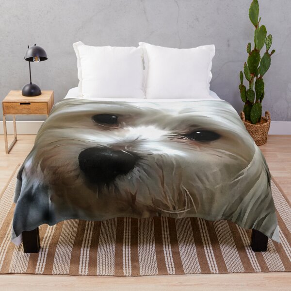 Item preview, Cute Long Haired White Dog Art Portrait designed and sold by taiche.