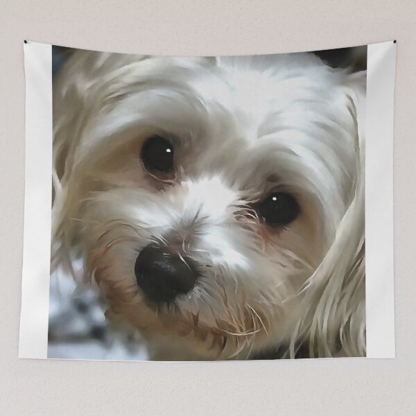 Item preview, Cute Long Haired White Dog Art Portrait designed and sold by taiche.