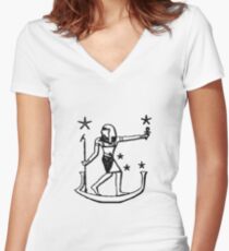 #osiris #orion #blackandwhite #standing #clipart #arm #illustration #symbol #sketch #vector #justice #cross #sword #chalkout #people #males #jointbodypart #thehumanbody #inarow #men #realpeople Women's Fitted V-Neck T-Shirt