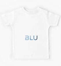 BLU White Text Kids Tee