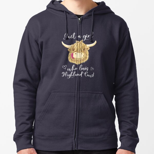 Just A Girl Who Loves Scottish Highland Cows Zipped Hoodie