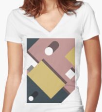 Color Blocks Shadow Women's Fitted V-Neck T-Shirt