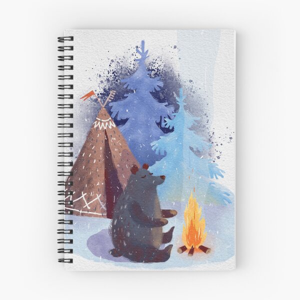 Item preview, A teddy bear with a wigwam warms its paws by the fire in winter. designed and sold by zatmeniee.