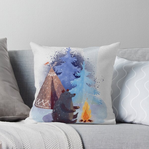Item preview, A teddy bear with a wigwam warms its paws by the fire in winter. designed and sold by zatmeniee.