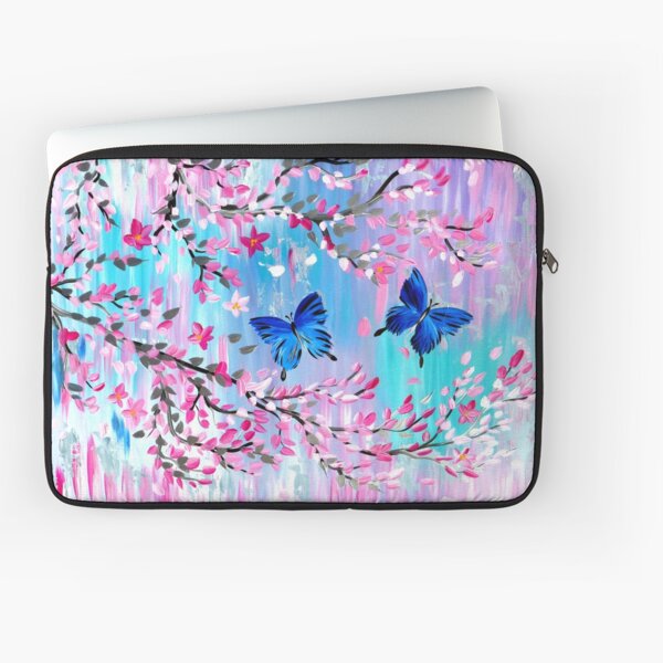 Butterflies with Japanese Cherry Blossom- Ulysses butterflies Laptop Sleeve