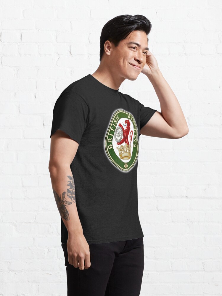 Alternate view of BRITISH RAILWAYS. BR, SIGN, Trains, Train Spotters, Railwayana, Circular variant, 1956 logo. Classic T-Shirt