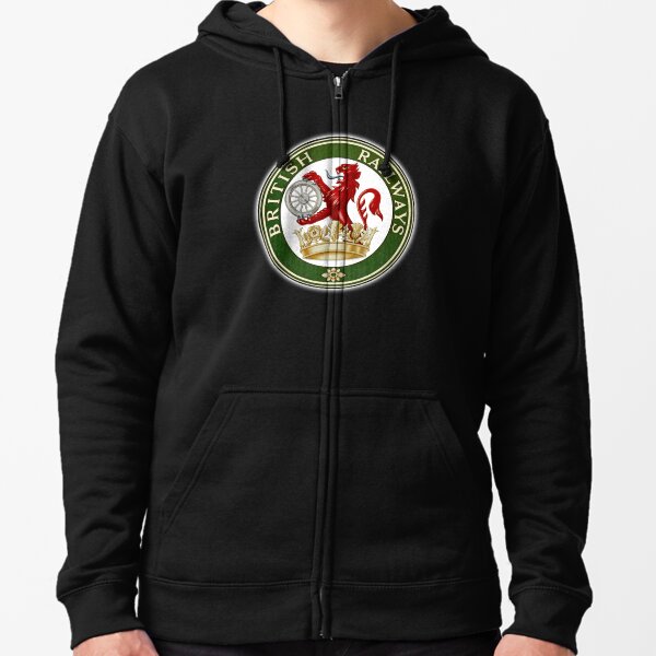 BRITISH RAILWAYS. BR, SIGN, Trains, Train Spotters, Railwayana, Circular variant, 1956 logo. Zipped Hoodie