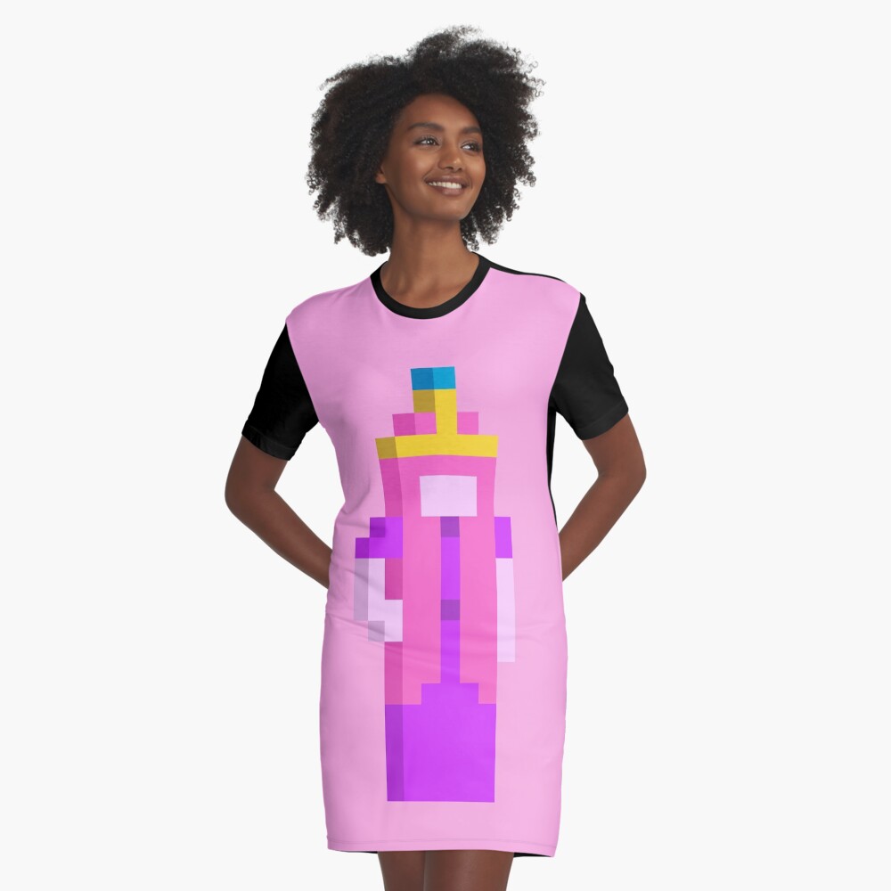 Adventure Time Princess Bubblegum Voxel Style Graphic T-Shirt Dress