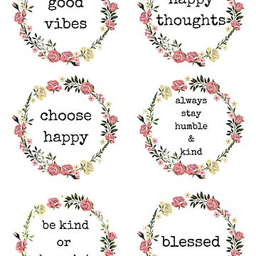 Happiness Quotes, Sticker Set, Sticker packs, Gifts, Presents; Cute, love,  friendship, adventure, kind, humble, blessed, good vibes, thoughts, choose  happy, positive words Hardcover Journal for Sale by Willow Days