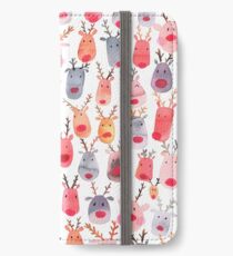 Reindeers - Animal cuteness - Winter watercolor pattern - Rudolph iPhone Wallet/Case/Skin