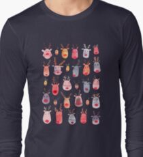 Reindeers - Animal cuteness - Winter watercolor pattern - Rudolph Long Sleeve T-Shirt