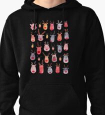 Reindeers - Animal mignon - Aquarelle d’hiver - Rudolph Pullover à capuche