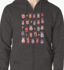 Reindeers - Animal cuteness - Winter watercolor pattern - Rudolph Zipped Hoodie