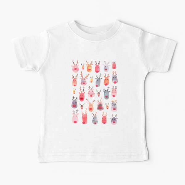 Reindeers - Animal cuteness - Winter watercolor pattern - Rudolph Baby T-Shirt