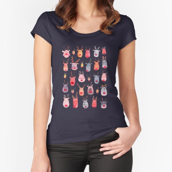 Reindeers - Animal cuteness - Winter watercolor pattern - Rudolph Fitted Scoop T-Shirt