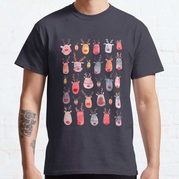 Reindeers - Animal cuteness - Winter watercolor pattern - Rudolph Classic T-Shirt