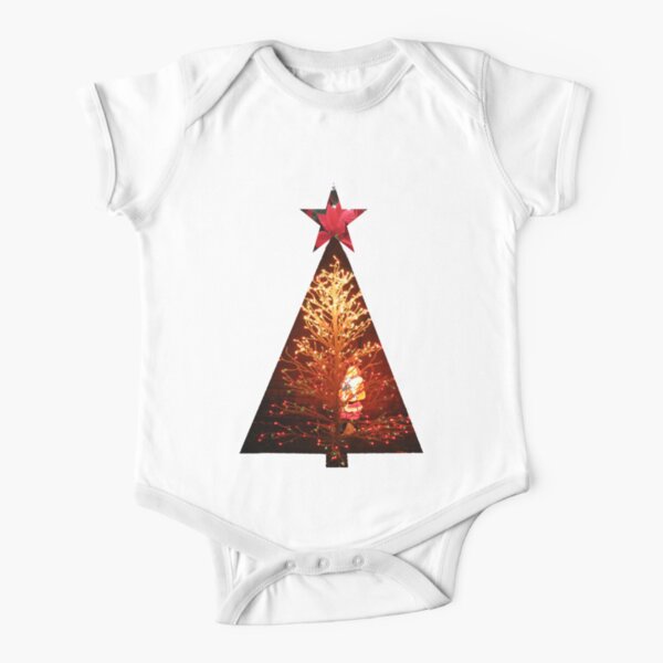 Santa Hides In Christmas Tree Short Sleeve Baby One-Piece