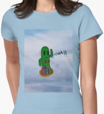Little Cute Flying Hawaiian Cactus Women's Fitted T-Shirt