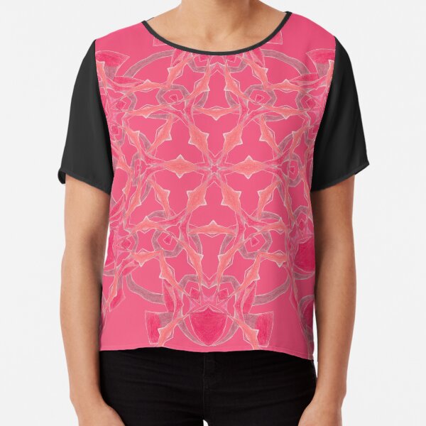 Red Over Twist Fall Into Winter Design Collection of Green Bee Mee Chiffon Top