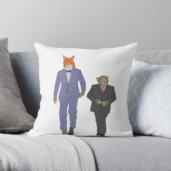 Mr Chimp & Mr Fox Throw Pillow
