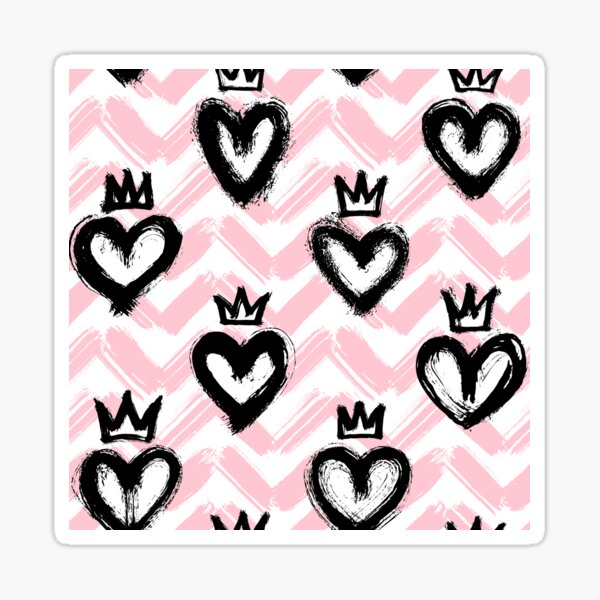 Hearts in crowns pattern / Pink Sticker