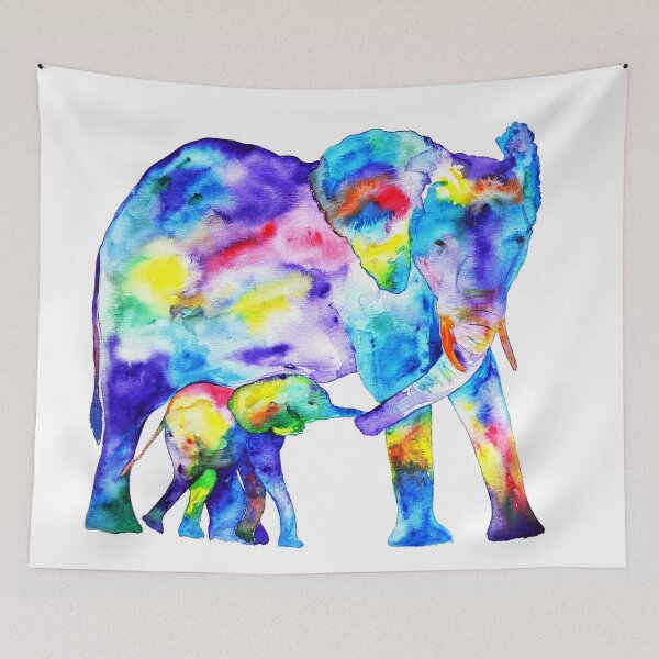 Item preview, Family of elephants, watercolor designed and sold by Luba-Ost.