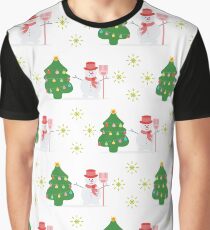 New Year Merry Christmas. Christmas tree, snowman Graphic T-Shirt