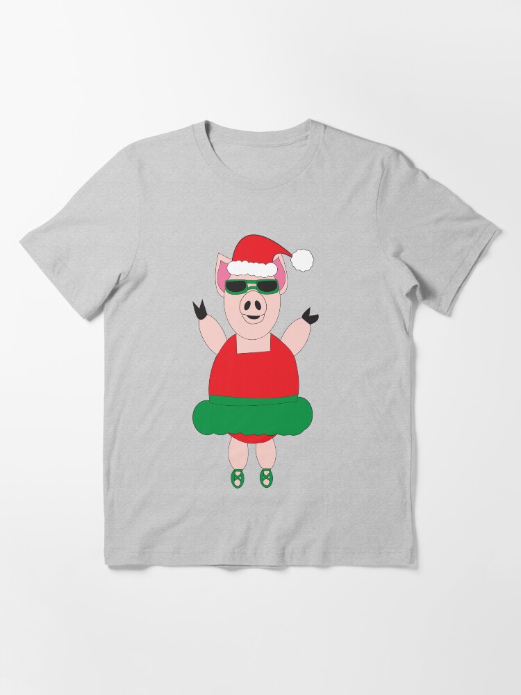 Alternate view of Christmas Pig Ballet Cute Funny Essential T-Shirt